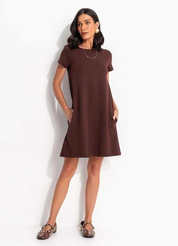 Quintess - Vestido Marrom em Moletinho 4