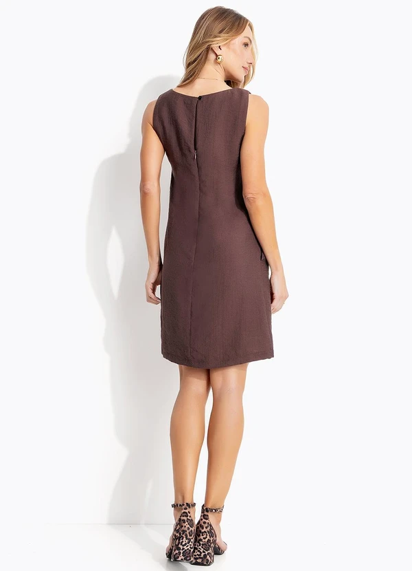Quintess - Vestido Marrom em Viscose Plana Sarjada 11