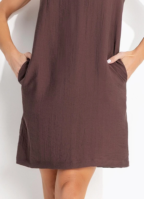 Quintess - Vestido Marrom em Viscose Plana Sarjada 14