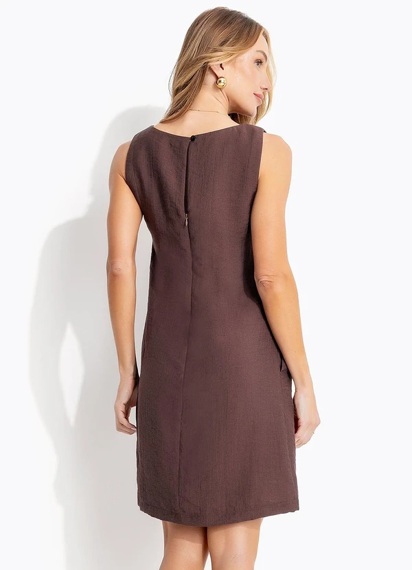 Quintess - Vestido Marrom em Viscose Plana Sarjada 9