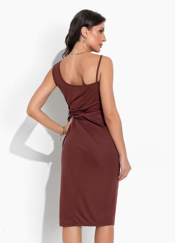 Moda Pop - Vestido Marrom Recorte Vazado 2