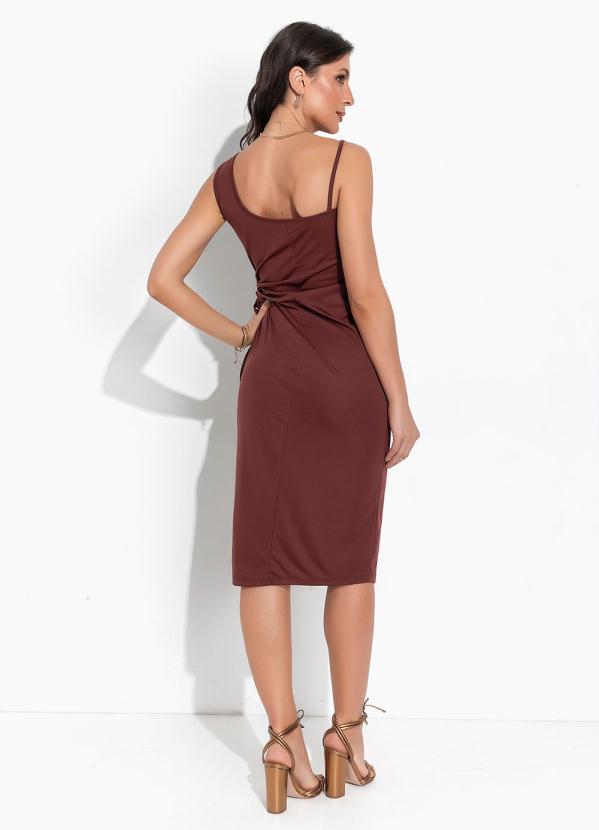 Moda Pop - Vestido Marrom Recorte Vazado 4