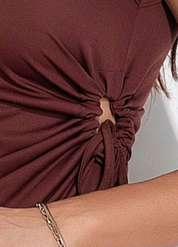 Moda Pop - Vestido Marrom Recorte Vazado 5