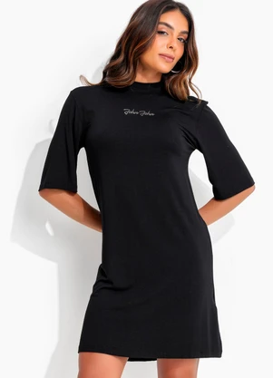 John John - Vestido Mc Visco Touch Jj Preto - JOHN JOHN