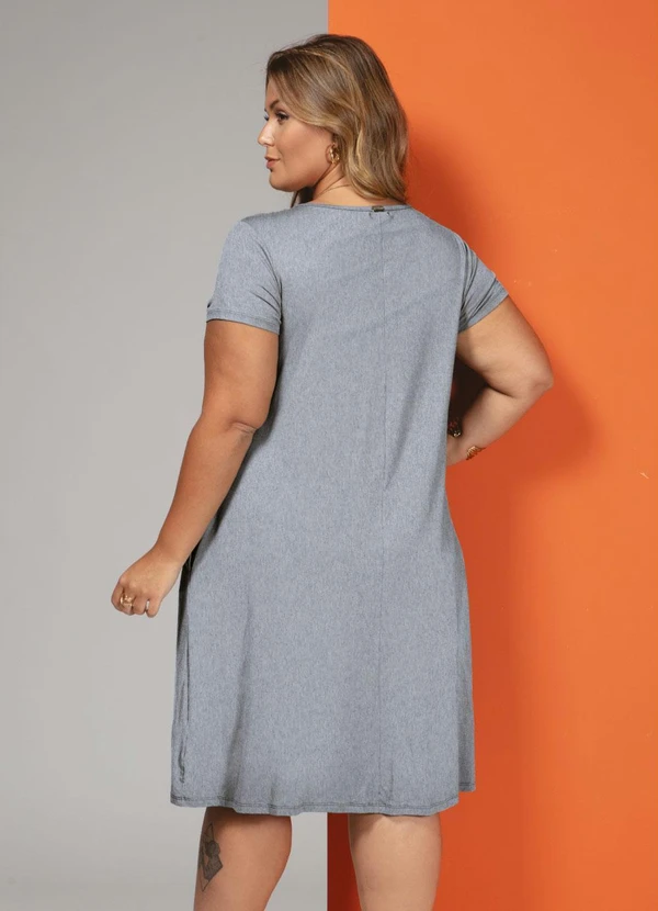 Quintess - Vestido Mescla com Bolsos e Mangas Curtas 10