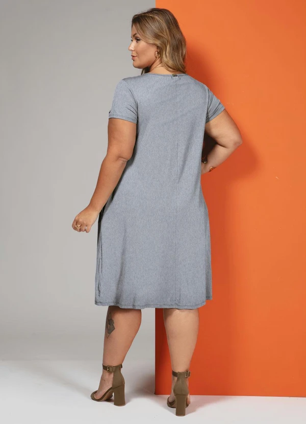 Quintess - Vestido Mescla com Bolsos e Mangas Curtas 12