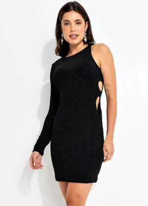 Colcci - Vestido Metalizado Pret0 - COLCCI