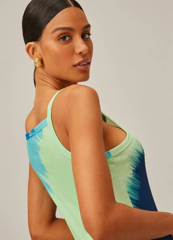 Lança Perfume - Vestido Midi Alças de Malha Azul 2