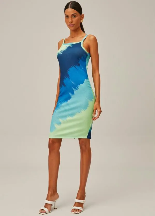 Lança Perfume - Vestido Midi Alças de Malha Azul 3