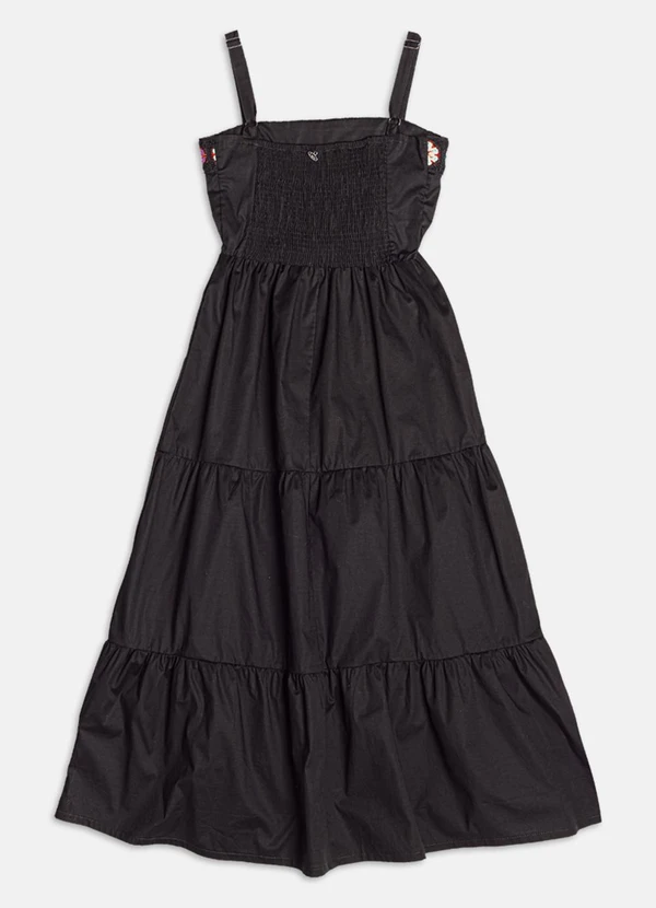 Authoria - Vestido Midi com Flores em Crochê  Preto 2