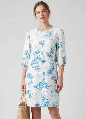 Infinita Cor - Vestido Midi com Manga Flare 3/4 Azul - INFINITA COR