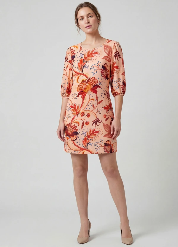 Infinita Cor - Vestido Midi com Manga Flare 3/4 Marrom 2