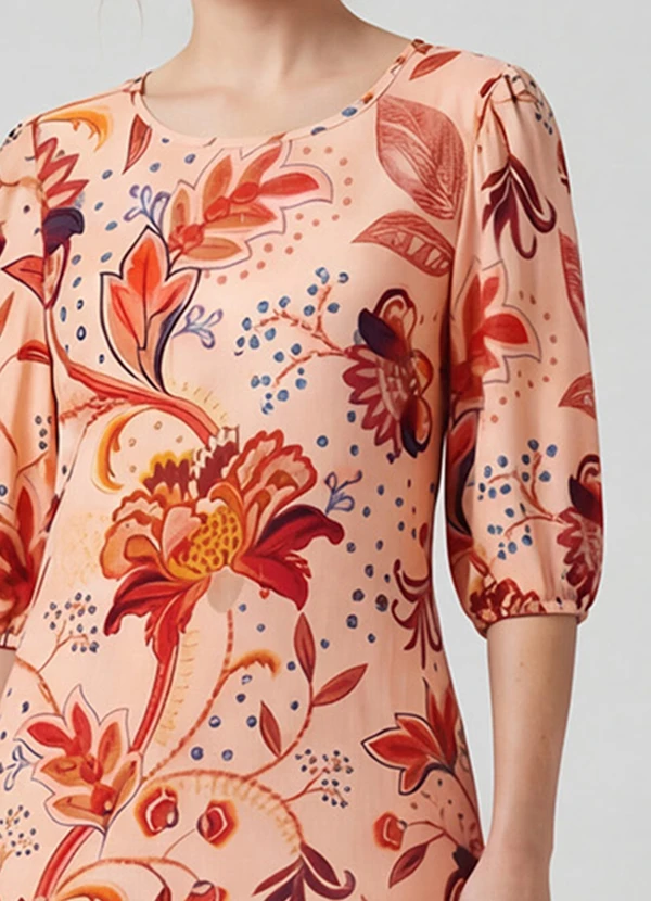 Infinita Cor - Vestido Midi com Manga Flare 3/4 Marrom 3