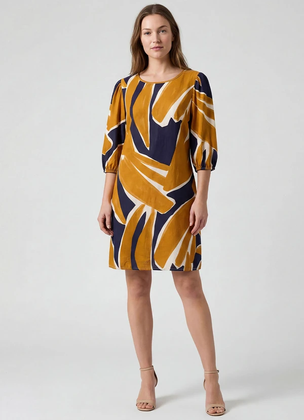 Infinita Cor - Vestido Midi com Manga Flare 3/4 Preto 2