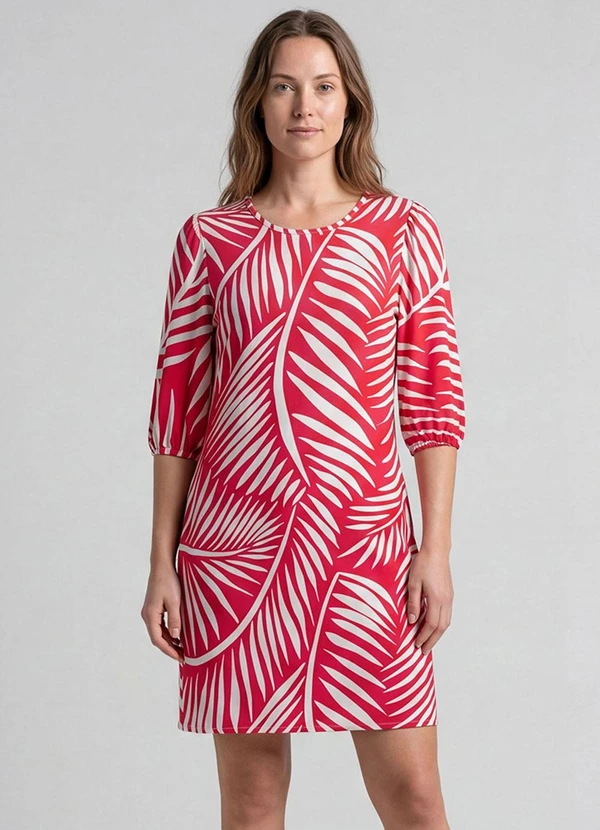 Infinita Cor - Vestido Midi com Manga Flare 3/4 Vermelho