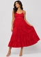 Rovitex - Vestido Midi de Alça com Bordado Vermelho - variação: Vermelho
