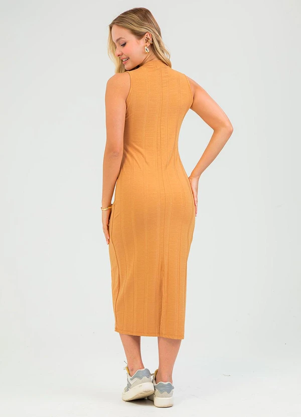 Cativa - Vestido Midi em Canelado Amarelo 2
