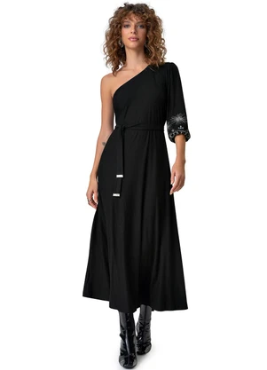Vestido Midi em Viscose Creponada Endless (Preto) - ENDLESS