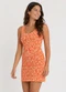 Infinita Cor - Vestido Midi em Viscose Creponada  Cinza - variação: Laranja