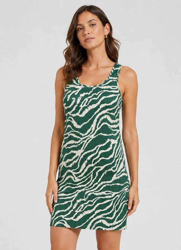 Infinita Cor - Vestido Midi em Viscose Creponada Verde