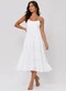 Rovitex - Vestido Midi de Alça com Bordado Vermelho - variação: Branco