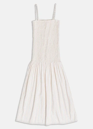 Authoria - Vestido Midi Listrado  Off White - AUTHORIA