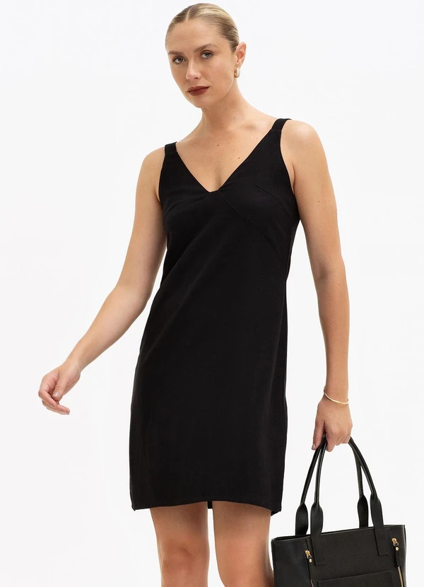Principessa - Vestido Mini em Viscose Vicky Preto