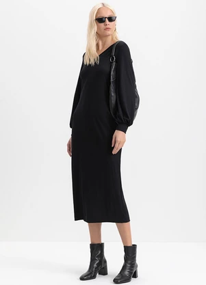 Essendi - Vestido Mini Feminino em Ponto Roma Preto - ESSENDI