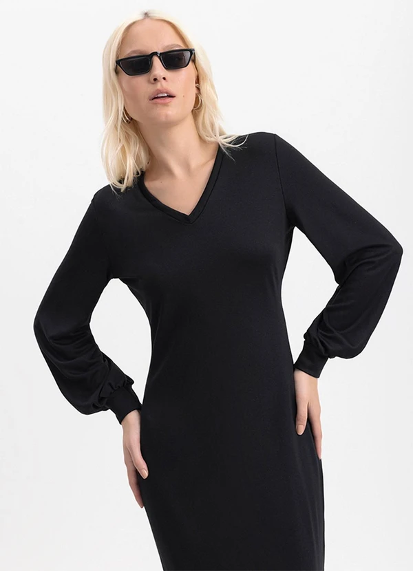 Essendi - Vestido Mini Feminino em Ponto Roma Preto 3