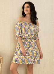 Vestido Mini Floral com Bolsos