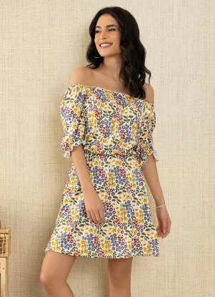 Quintess - Vestido Mini Floral com Bolsos - QUINTESS