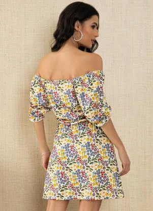 Quintess - Vestido Mini Floral com Bolsos - QUINTESS