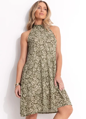 Quintess - Vestido Mini Floral em Malha Plissada - QUINTESS