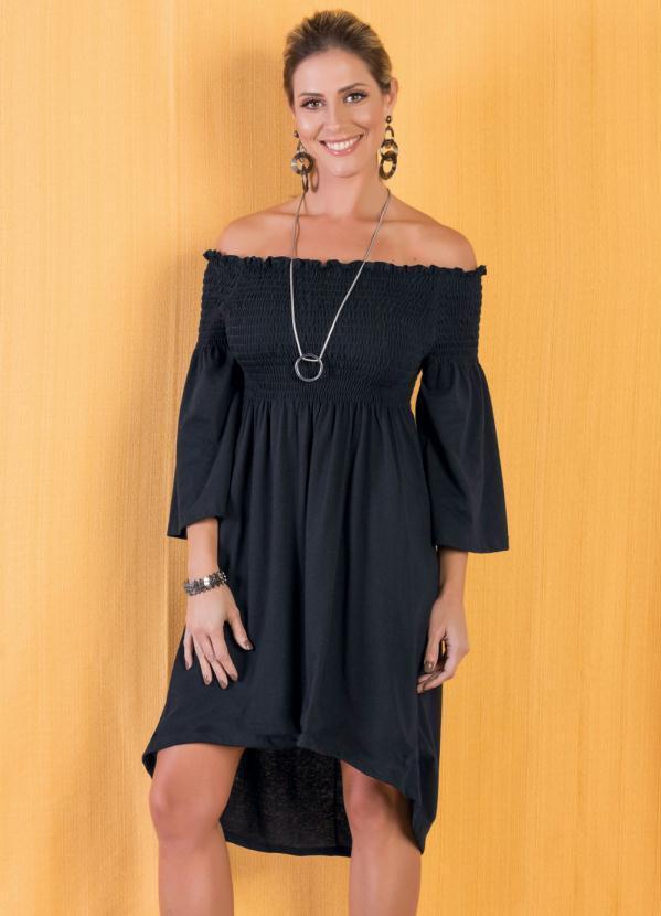 Outlet - Vestido Modelo Ciganinha Preto