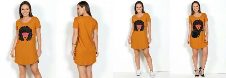 Vestido Mostarda com Barra Arredondada