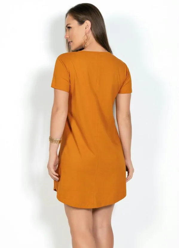 Moda Pop - Vestido Mostarda com Barra Arredondada 2