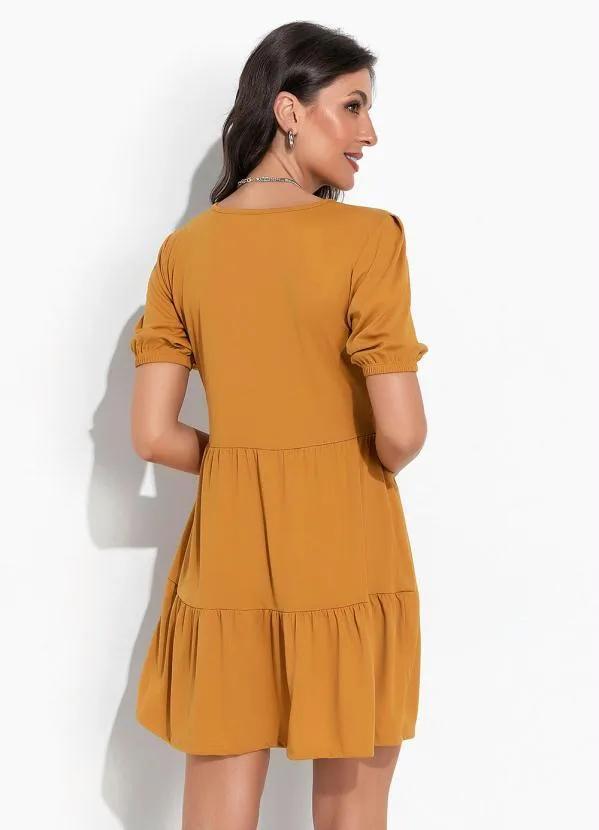Moda Pop - Vestido Mostarda em Malha 2