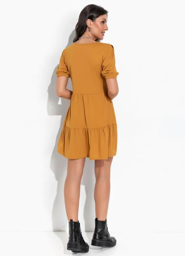 Moda Pop - Vestido Mostarda em Malha 4
