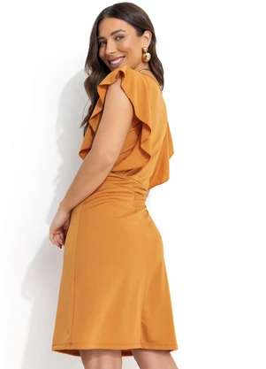Moda Pop - Vestido Mostarda em Malha - MODA POP