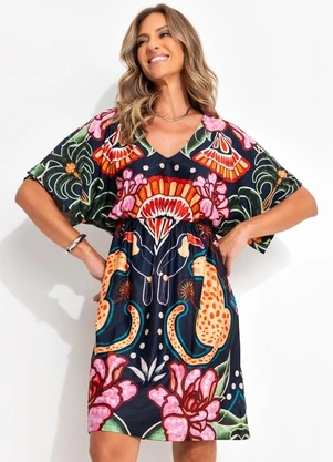 Quintess - Vestido Natureza Tropical em Malha Fria - QUINTESS