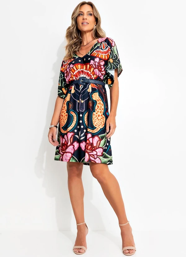 Quintess - Vestido Natureza Tropical em Malha Fria 3