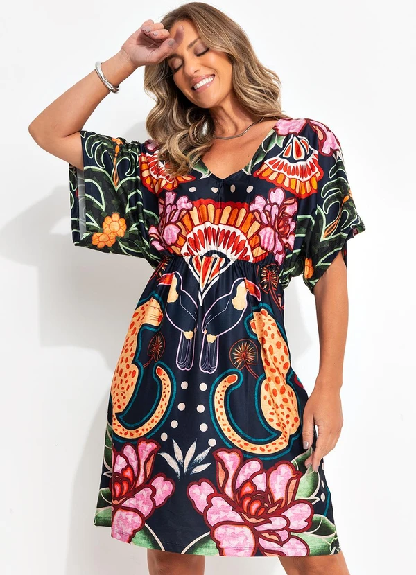 Quintess - Vestido Natureza Tropical em Malha Fria 5