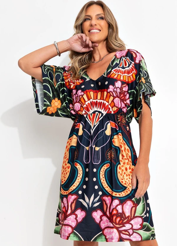 Quintess - Vestido Natureza Tropical em Malha Fria 6