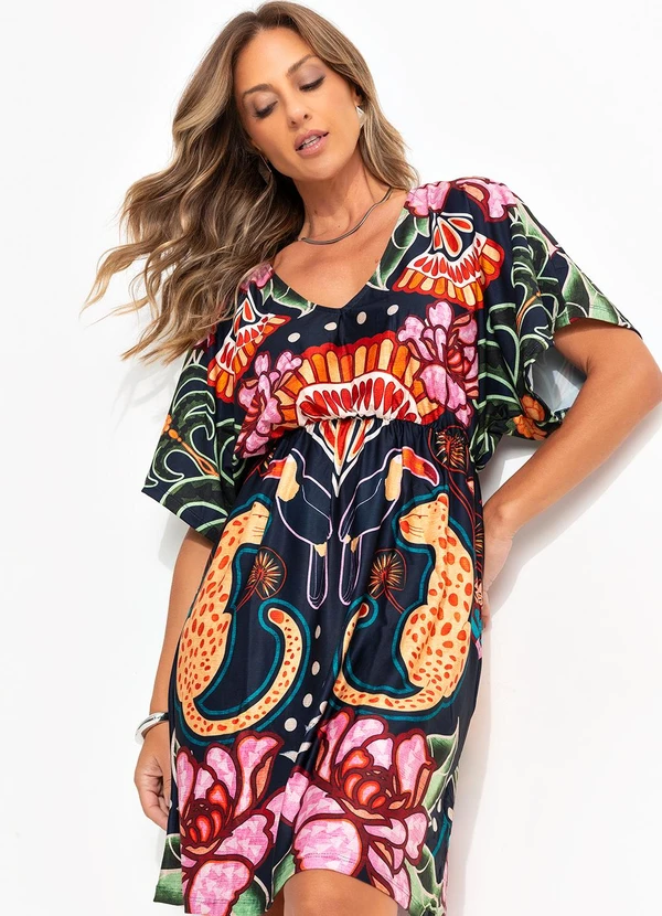 Quintess - Vestido Natureza Tropical em Malha Fria 7