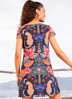 Quintess - Vestido Natureza Tropical em Tule - QUINTESS