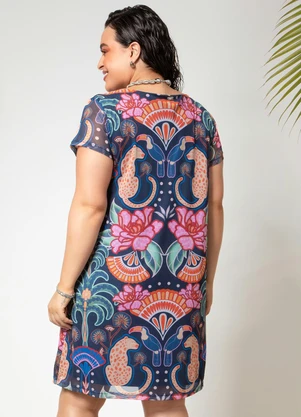 Quintess - Vestido Natureza Tropical em Tule - QUINTESS