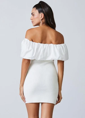 Authoria - Vestido Off de Tricot Balonê Off White - AUTHORIA