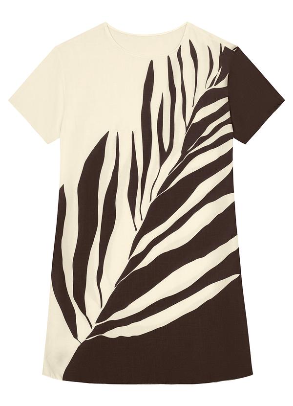 Malwee - Vestido Off White Amplo Folhagem 2