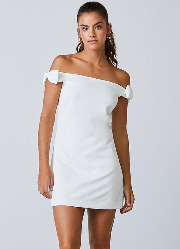 Authoria - Vestido Off White com Alças de Laço Off White