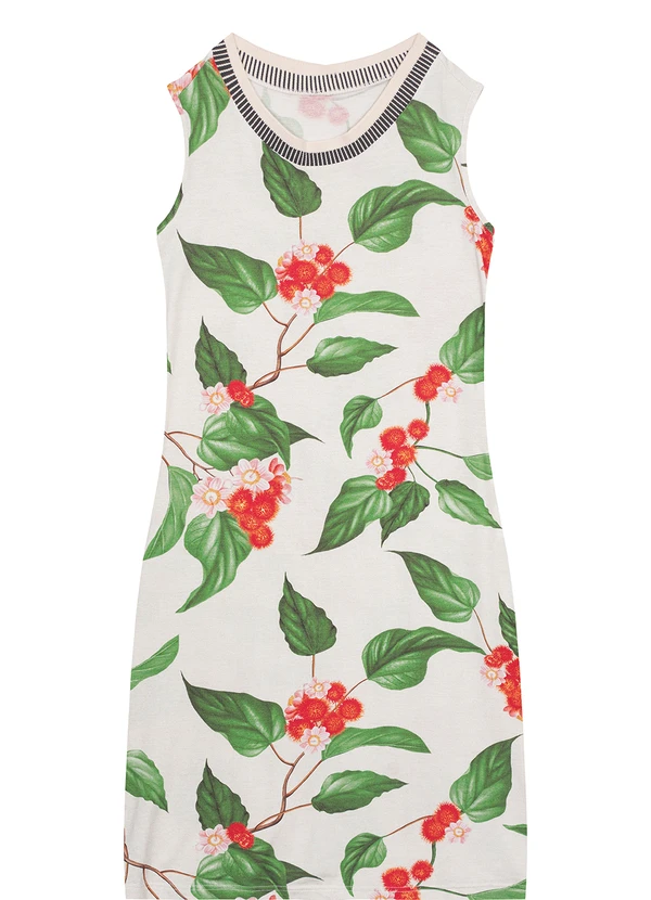 Malwee - Vestido Off White Curto Tropical